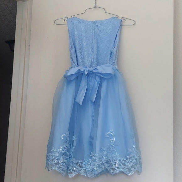 Flower Girl's Floral Embroided Pearl Embellished Evening Dress size 150 or 8/10. - Picture 3 of 3